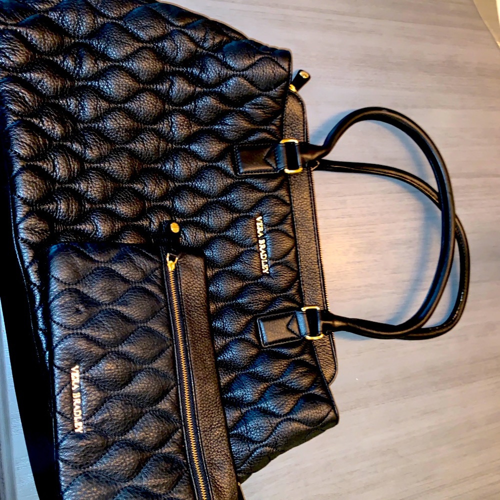 Vera Bradley Quilted Leather Handbag &Wristlet Set
